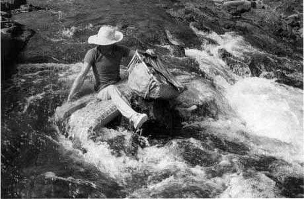 Lilo disaster on one of Spencer George's trips to the Shoalhaven River, 1979-80.